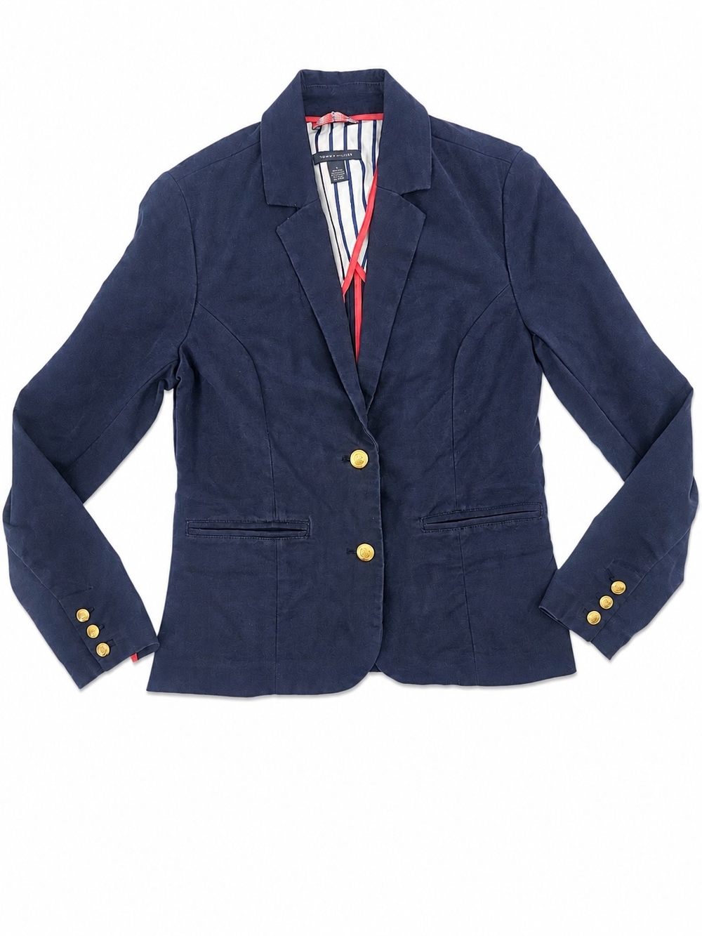 Tommy Hilfiger Navy Gold Crest Button Blazer Jacket Women's 6 Preppy Nautical